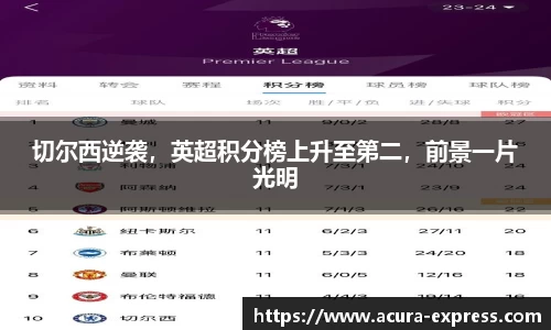 切尔西逆袭，英超积分榜上升至第二，前景一片光明